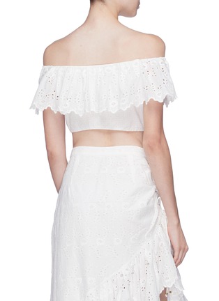 Back View - Click To Enlarge - LOVESHACKFANCY - 'Maria' broderie anglaise cropped off-shoulder top