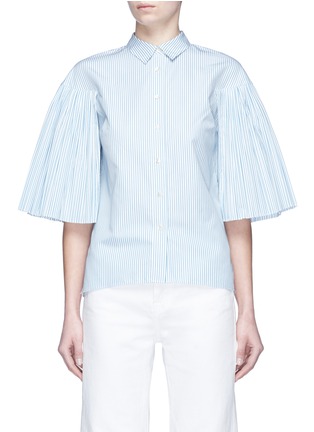 Main View - Click To Enlarge - 73182 - 'Roma' pleated sleeve stripe shirt