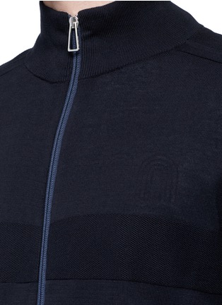 Detail View - Click To Enlarge - PS PAUL SMITH - Piqué panel cotton zip cardigan