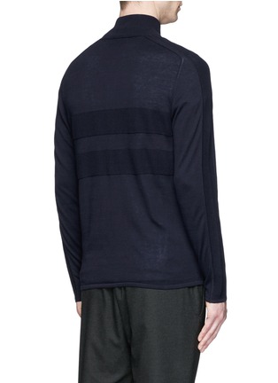 Back View - Click To Enlarge - PS PAUL SMITH - Piqué panel cotton zip cardigan