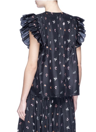 Back View - Click To Enlarge - 73182 - 'Dillion' plissé sleeve floral print silk blouse