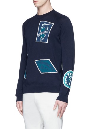 Front View - Click To Enlarge - PS PAUL SMITH - Travel badge jacquard cotton sweater