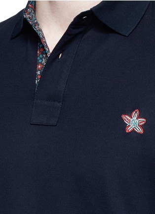 Detail View - Click To Enlarge - PS PAUL SMITH - Floral embroidered cactus trim polo shirt