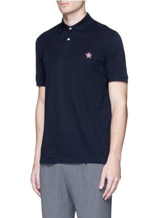 Front View - Click To Enlarge - PS PAUL SMITH - Floral embroidered cactus trim polo shirt