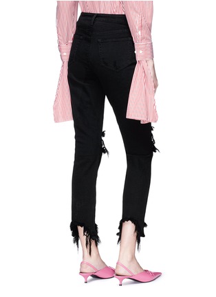 Back View - Click To Enlarge - L'AGENCE - 'High Line' destructed cropped skinny jeans