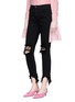 Front View - Click To Enlarge - L'AGENCE - 'High Line' destructed cropped skinny jeans