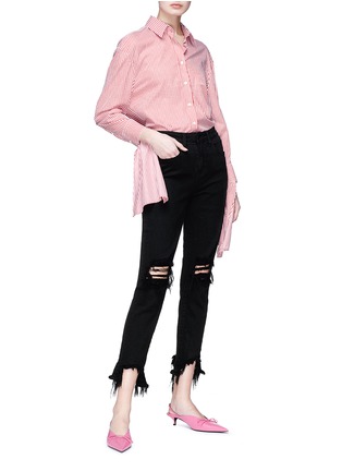 Figure View - Click To Enlarge - L'AGENCE - 'High Line' destructed cropped skinny jeans
