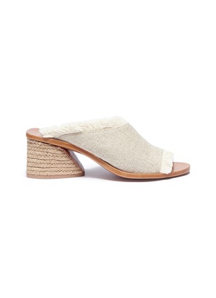 Main View - Click To Enlarge - MERCEDES CASTILLO - 'Izar Mid' frayed slanted mule sandals