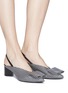 Figure View - Click To Enlarge - PIERRE HARDY - 'Obi' bow gingham print slingback leather pumps