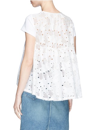Back View - Click To Enlarge - SACAI - Heart broderie anglaise panel T-shirt