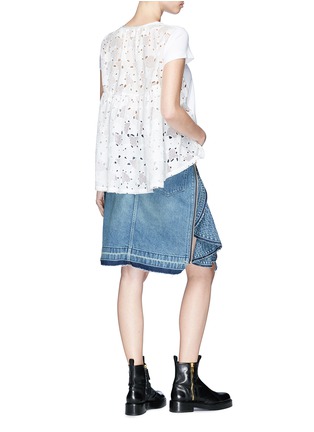 Figure View - Click To Enlarge - SACAI - Heart broderie anglaise panel T-shirt