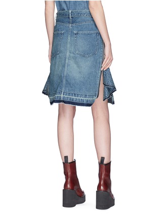 Back View - Click To Enlarge - SACAI - Quilted ruffle side zip denim skirt
