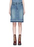 Main View - Click To Enlarge - SACAI - Quilted ruffle side zip denim skirt