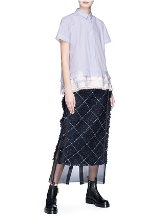 Figure View - Click To Enlarge - SACAI - Tiered pleated hem shirt