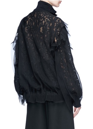Back View - Click To Enlarge - SACAI - Ruffle chiffon overlay floral lace jacket