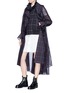 Figure View - Click To Enlarge - SACAI - Tweed jacket panel belted check trench coat