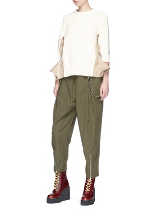 Figure View - Click To Enlarge - SACAI - Quilted ruffle side zip knit top