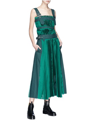 Figure View - Click To Enlarge - SACAI - Belted shoulder strap plissé pleated top