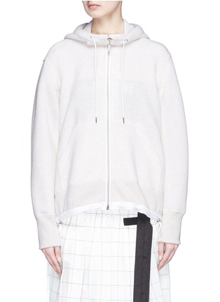 Main View - Click To Enlarge - SACAI - Pleated back zip hoodie