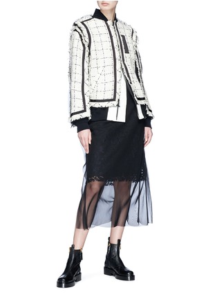 Figure View - Click To Enlarge - SACAI - Chiffon overlay floral lace skirt