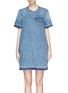 Main View - Click To Enlarge - SACAI - Quilted ruffle side zip denim dress