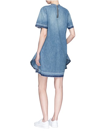 Figure View - Click To Enlarge - SACAI - Quilted ruffle side zip denim dress