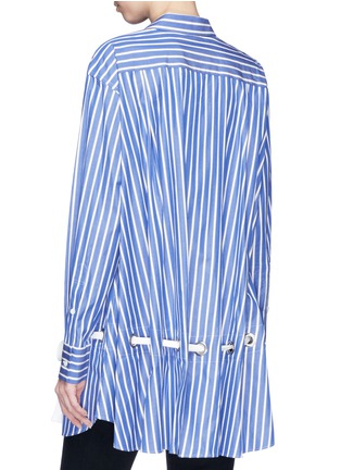 Back View - Click To Enlarge - SACAI - Lace-up stripe shirt