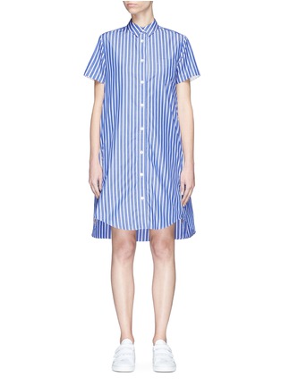 Main View - Click To Enlarge - SACAI - Zip ruffle outseam stripe shirt dress