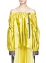 Main View - Click To Enlarge - SACAI - Detachable sleeve off-shoulder grid silk top