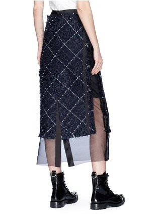 Back View - Click To Enlarge - SACAI - Organza underlay diamond stitching tweed pencil skirt