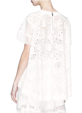 Back View - Click To Enlarge - SACAI - Heart broderie anglaise fringe eyelet lace-up top