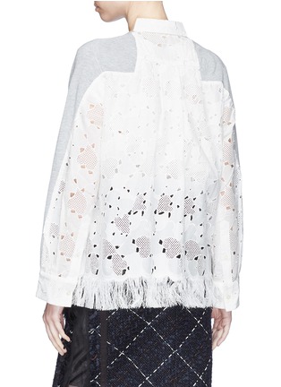 Back View - Click To Enlarge - SACAI - Heart broderie anglaise fringe back cardigan