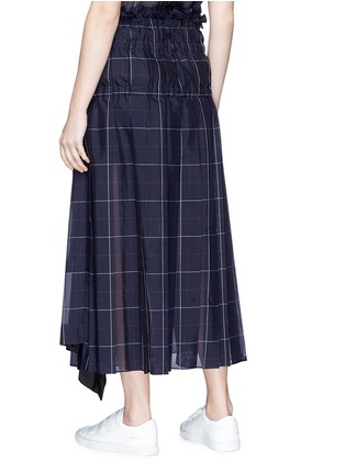Back View - Click To Enlarge - SACAI - Belted ruched windowpane check wrap skirt
