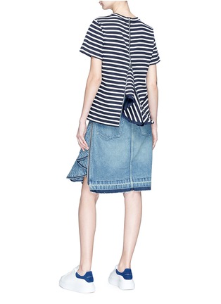 Figure View - Click To Enlarge - SACAI - Quilted ruffle zip back stripe T-shirt