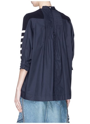 Back View - Click To Enlarge - SACAI - Pleated shirt back stripe sweater