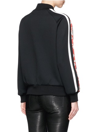 Back View - Click To Enlarge - ALEXANDER MCQUEEN - Floral print stripe sleeve bomber jacket