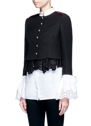 Front View - Click To Enlarge - ALEXANDER MCQUEEN - Broderie anglaise underlay military jacket