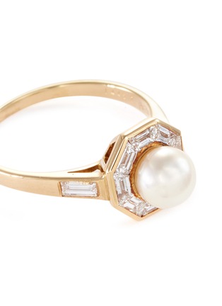 Detail View - Click To Enlarge - MELLERIO - Diamond pearl 18k yellow gold octagon ring