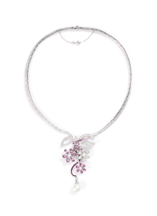 Main View - Click To Enlarge - MELLERIO - 'Marie Antoinette' diamond sapphire pearl floral pendant necklace