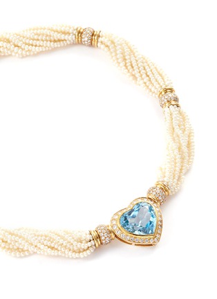 Figure View - Click To Enlarge - MELLERIO - Diamond topaz 18k yellow gold bead heart pendant necklace
