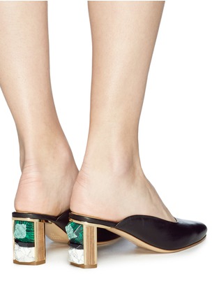 Front View - Click To Enlarge - GABRIELA HEARST - 'Lange' stone insert heel leather mules