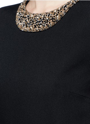 Detail View - Click To Enlarge - LANVIN - Embellished collar sleeveless wool dress