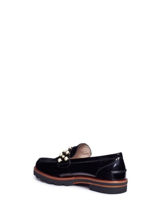 Detail View - Click To Enlarge - STUART WEITZMAN - 'Moc Pearl' embellished spazzolato leather loafers