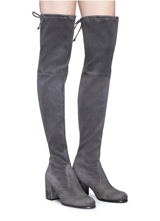 Figure View - Click To Enlarge - STUART WEITZMAN - 'Tie Land' stretch suede thigh high boots