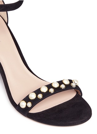Detail View - Click To Enlarge - STUART WEITZMAN - 'Bing Pearls' embellished suede sandals