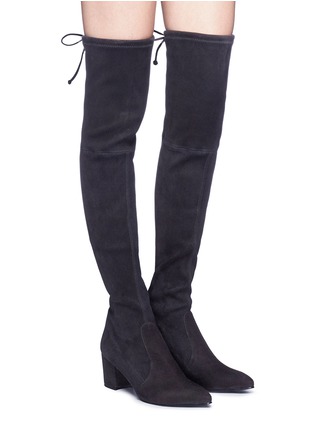 Figure View - Click To Enlarge - STUART WEITZMAN - 'Thigh Land' stretch suede thigh high boots