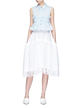 Figure View - Click To Enlarge - ANAÏS JOURDEN - Ruffle trim floral lace skirt