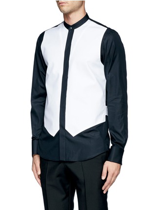 Front View - Click To Enlarge - ALEXANDER MCQUEEN - Bonded piqué front tuxedo shirt