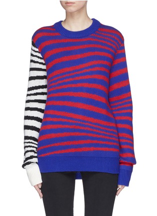 Main View - Click To Enlarge - DOUBLE RAINBOUU - 'Ultrauuave' colourblock stripe Merino wool sweater