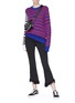 Figure View - Click To Enlarge - DOUBLE RAINBOUU - 'Ultrauuave' colourblock stripe Merino wool sweater